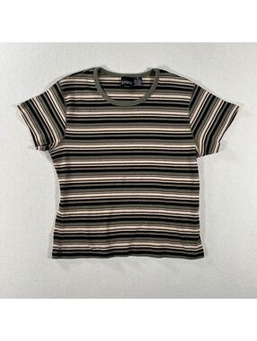 Y2K “Erika” green/black striped 100% cotton baby tee